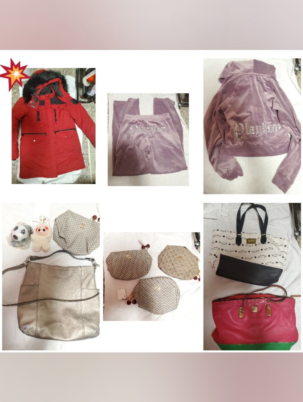 Women jacket tracksuit purses+charm Coach, Betsey Johnson, Doonie&Bourke 12 pcs